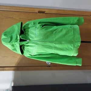 Burton dryride neon green colon semicolon pattern hooded coat euc